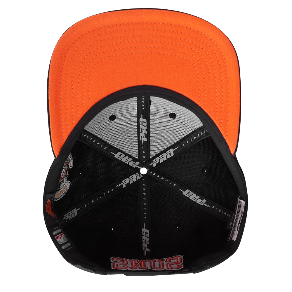 NBA PHOENIX SUNS CREST EMBLEM WOOL SNAPBACK HAT (BLACK) - Image 6