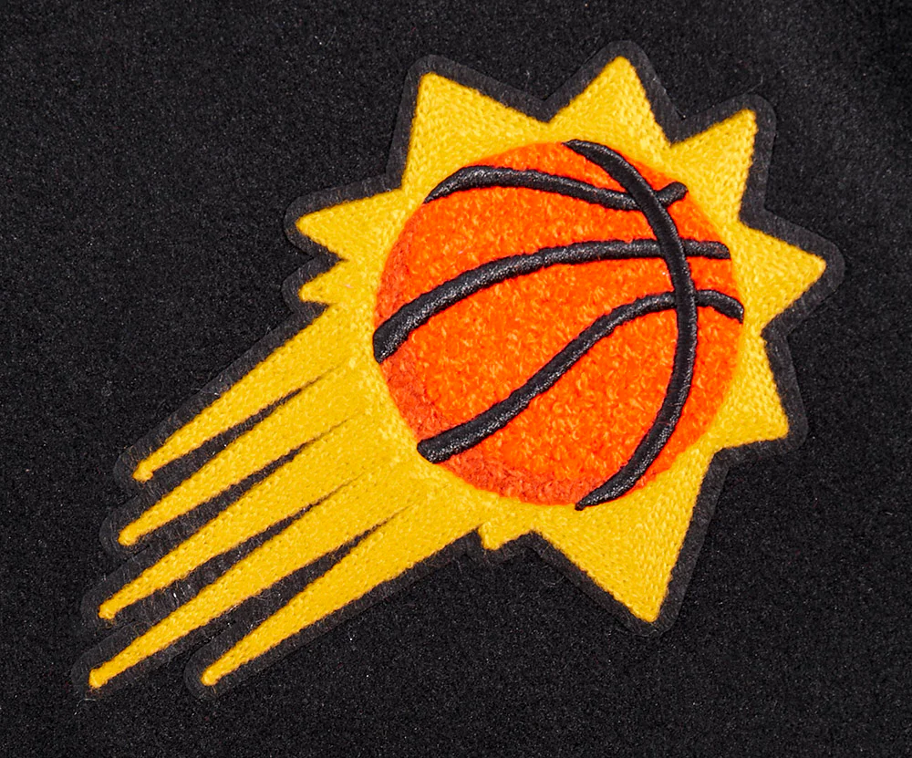 NBA PHOENIX SUNS SCRIPT TAIL WOMEN'S WOOL VARSITY JACKET (BLACK/ORANGE) - Image 6
