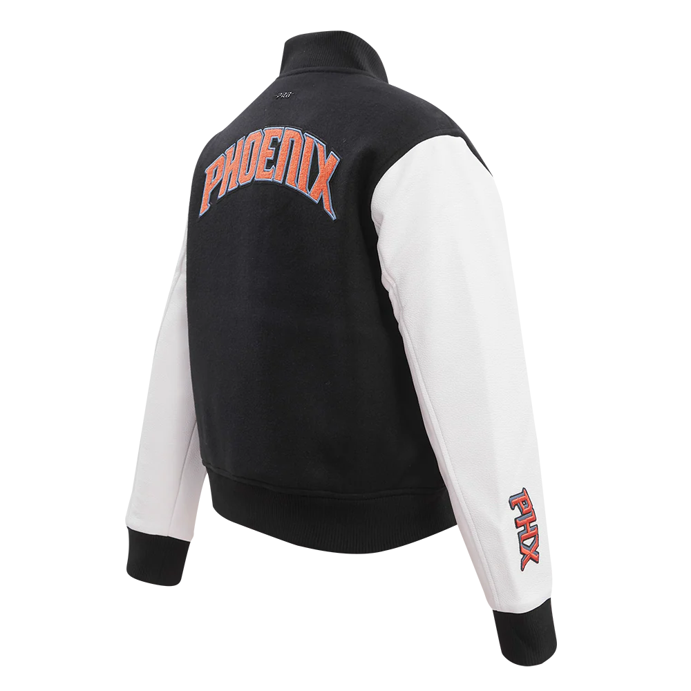 NBA PHOENIX SUNS CLASSIC WOOL WOMEN'S VARSITY JACKET (BLACK/WHITE) - Image 3