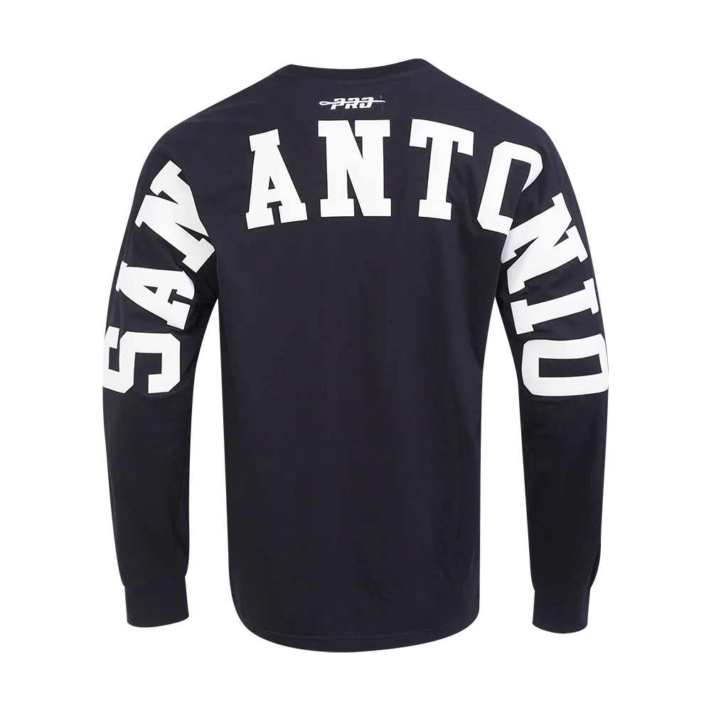 NBA SAN ANTONIO SPURS WINGSPAN MEN'S DROP SHOULDER LS TEE (BLACK) - Image 4