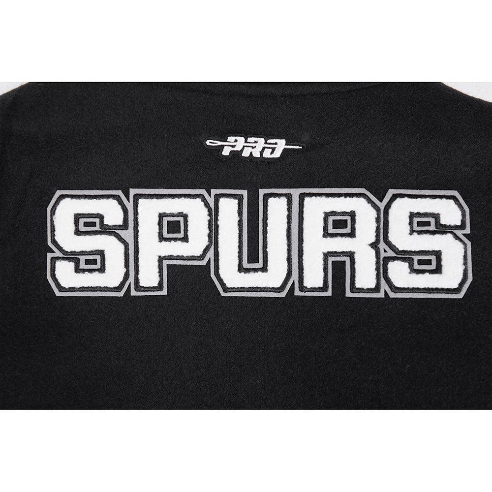 NBA SAN ANTONIO SPURS CLASSIC LITTLE BOYS WOOL VARSITY JACKET (BLACK/WHITE) - Image 10
