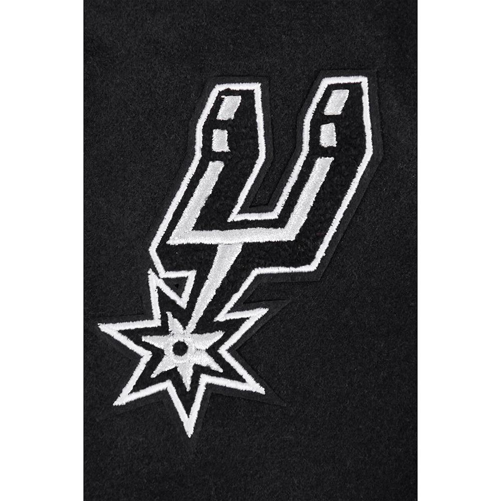NBA SAN ANTONIO SPURS CLASSIC LITTLE BOYS WOOL VARSITY JACKET (BLACK/WHITE) - Image 6