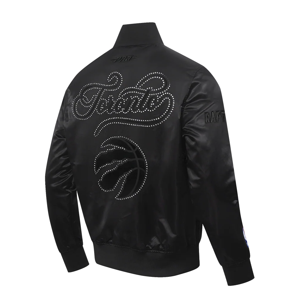 NBA TORONTO RAPTORS BLACKOUT MEN'S SATIN JACKET (BLACK) - Image 4