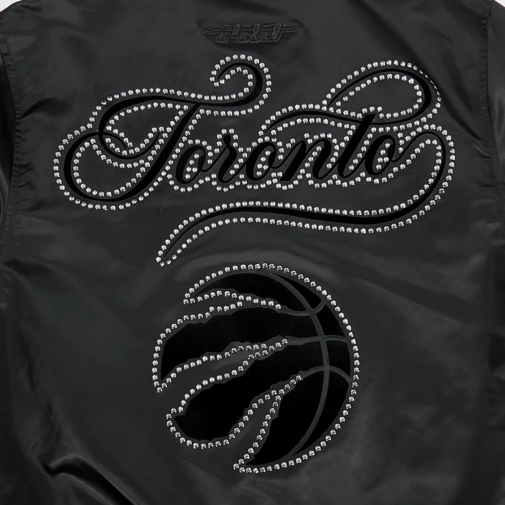 NBA TORONTO RAPTORS BLACKOUT MEN'S SATIN JACKET (BLACK) - Image 5