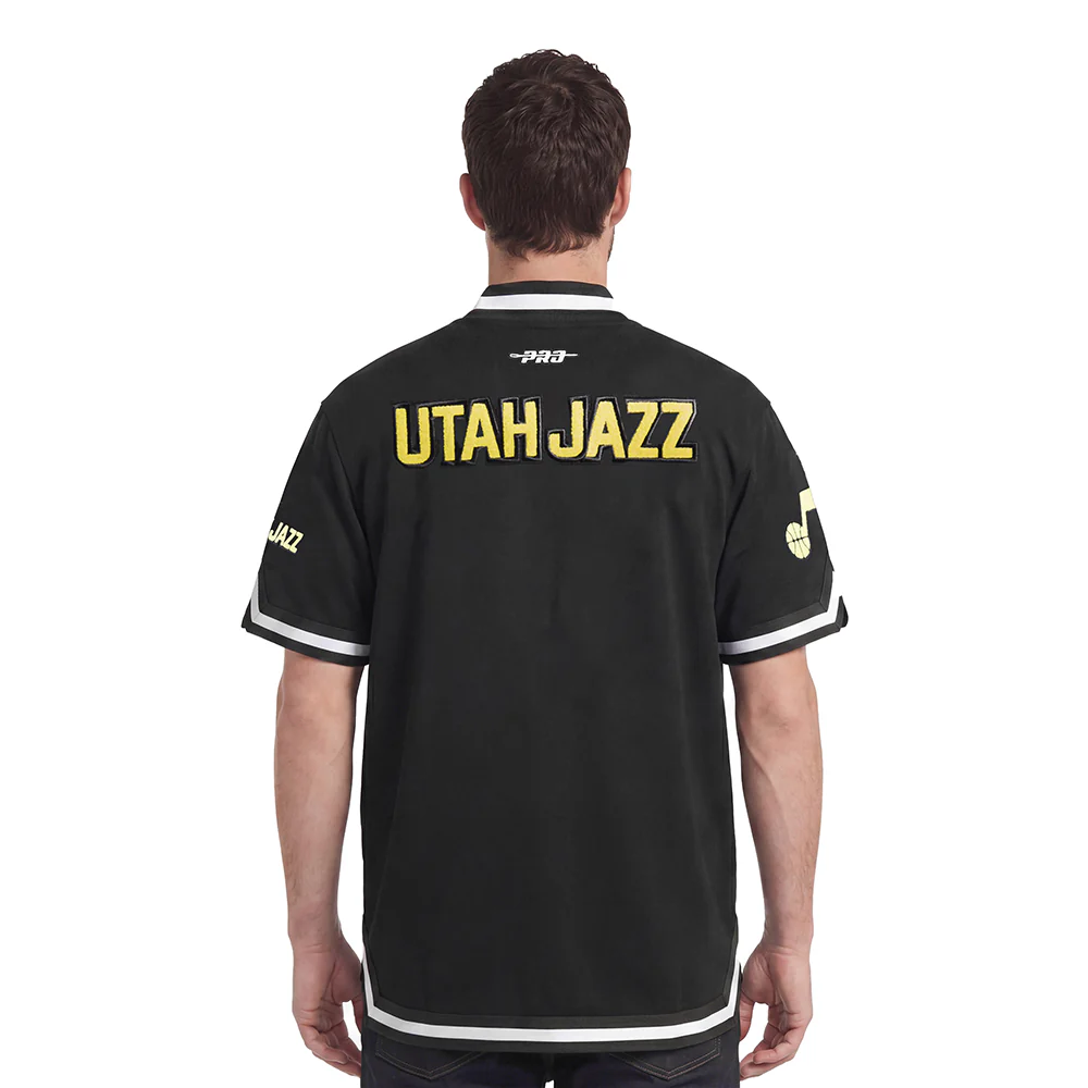 NBA UTAH JAZZ CLASSIC MEN'S WARM UP JACKET (BLACK) - Image 2