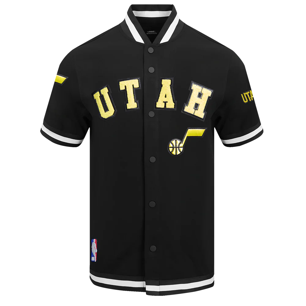 NBA UTAH JAZZ CLASSIC MEN'S WARM UP JACKET (BLACK) - Image 3