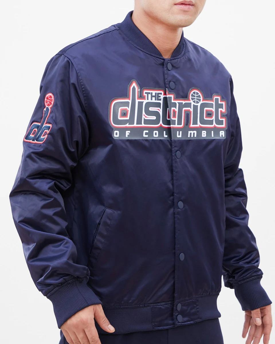 NBA WASHINGTON WIZARDS BIG LOGO MEN'S SATIN JACKET (MIDNIGHT NAVY) - Image 6