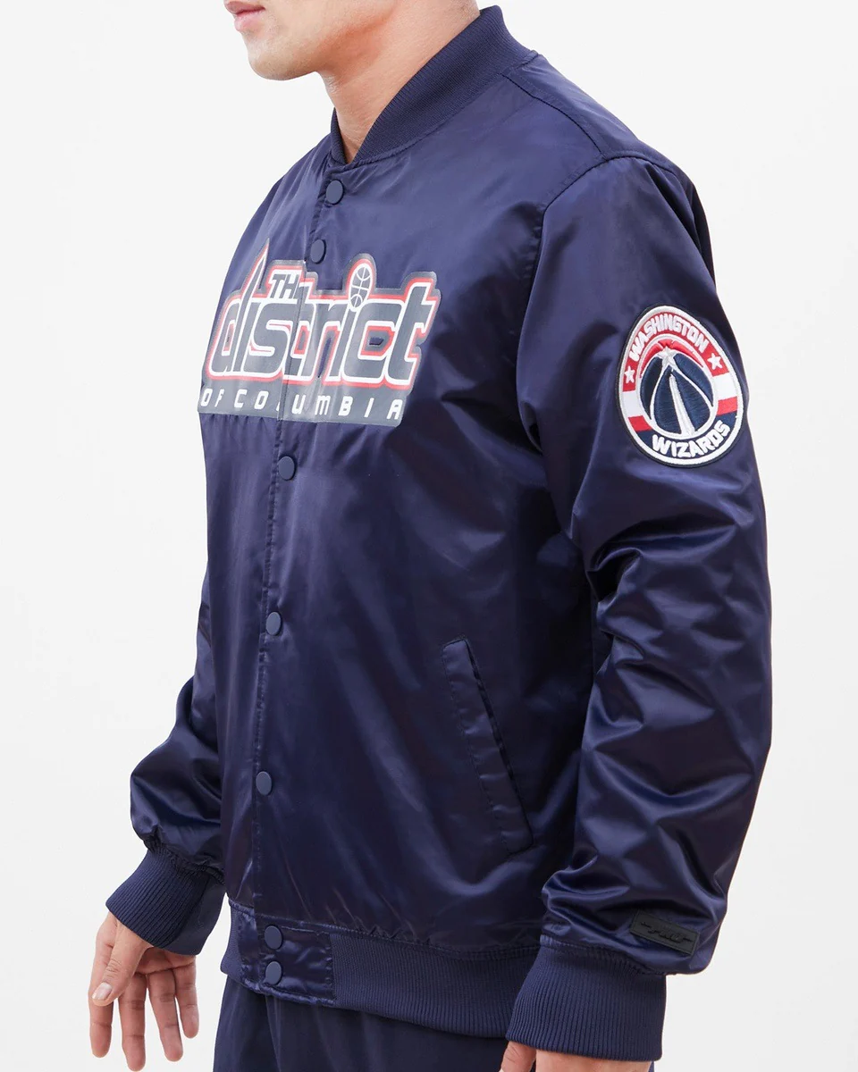 NBA WASHINGTON WIZARDS BIG LOGO MEN'S SATIN JACKET (MIDNIGHT NAVY) - Image 7