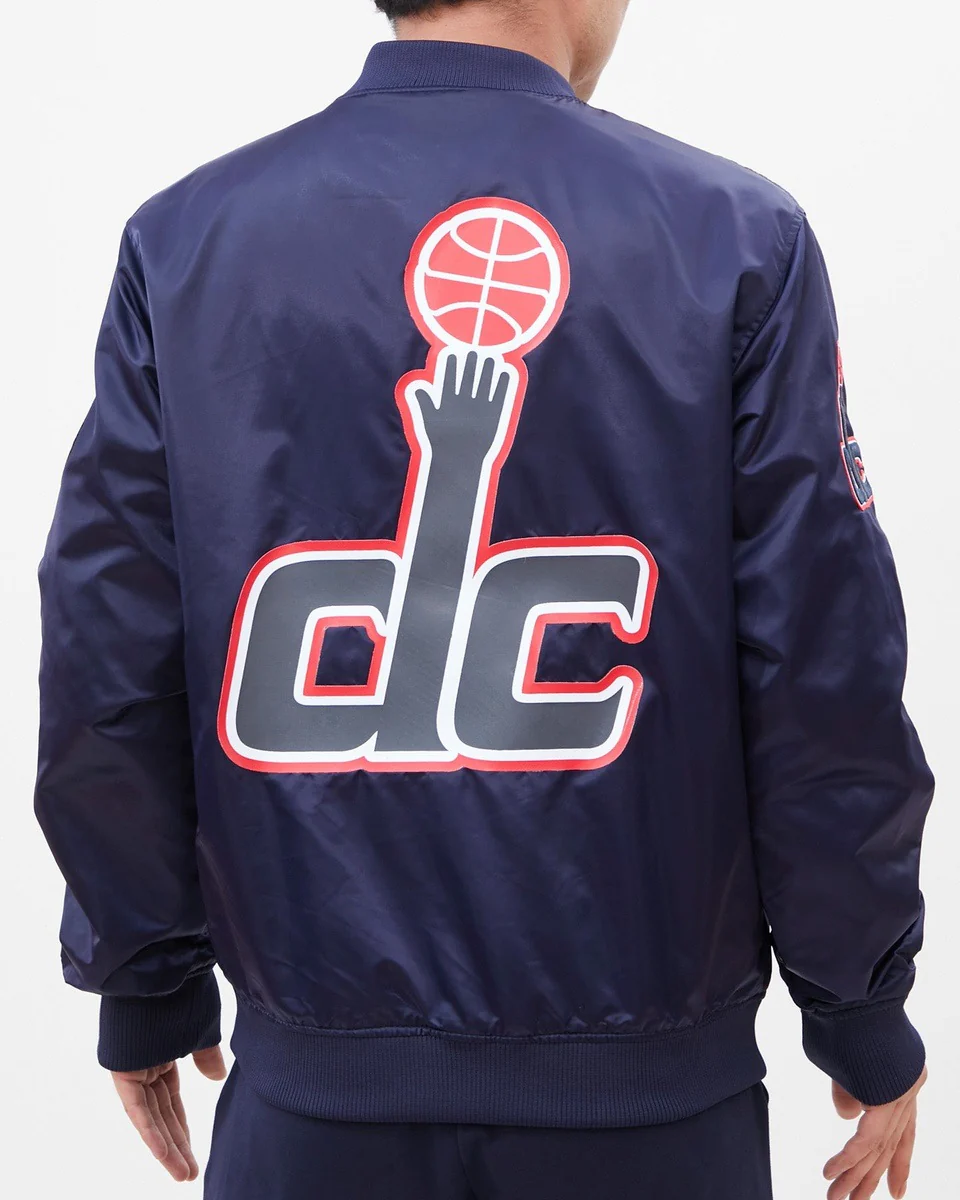 NBA WASHINGTON WIZARDS BIG LOGO MEN'S SATIN JACKET (MIDNIGHT NAVY) - Image 8