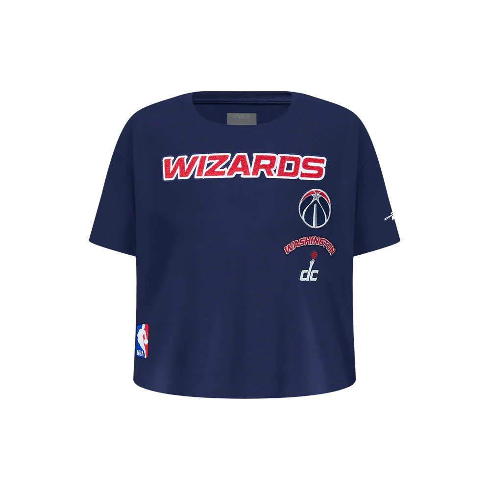 NBA WASHINGTON WIZARDS RETRO CLASSIC LITTLE GIRLS SHORT SLEEVE BOXY TEE (MIDNIGHT NAVY)