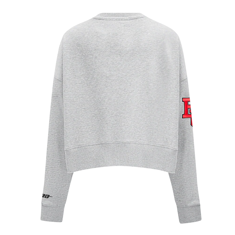 BOSTON UNIVERSITY CLASSIC WOMEN'S FLEECE CREWNECK (HEATHER GREY) - Image 3