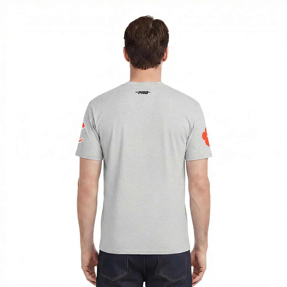 CLEMSON UNIVERSITY CLASSIC MEN'S STACKED LOGO TEE (HEATHER GREY) - Image 2