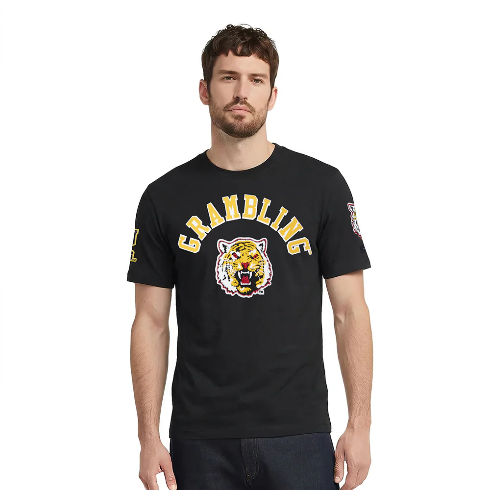 GRAMBLING STATE UNIVERSITY CLASSIC MEN'S STACKED LOGO TEE (BLACK)
