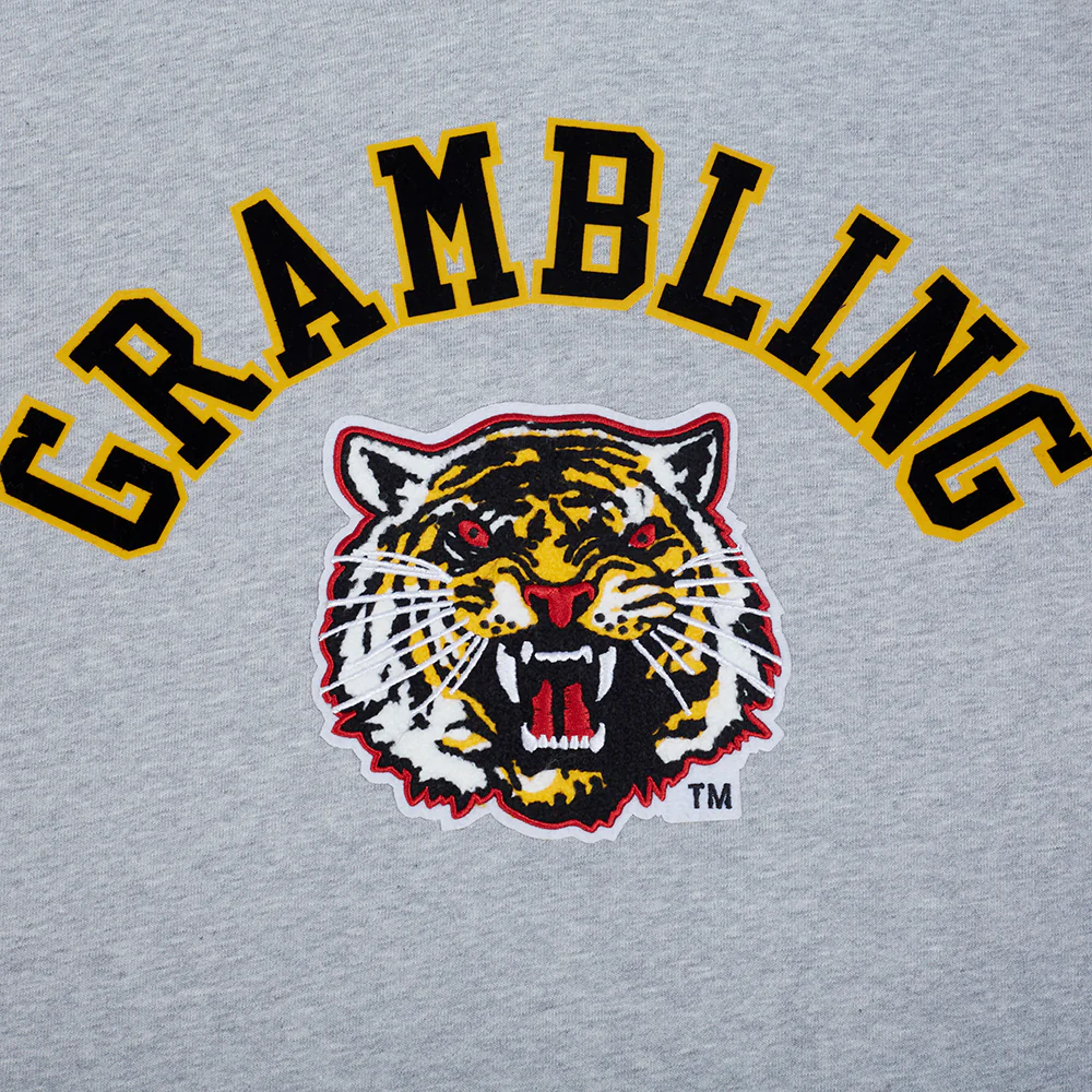 GRAMBLING STATE UNIVERSITY CLASSIC MEN'S STACKED LOGO PULLOVER HOODI (HEATHER GRAY/BLACK) - Image 5