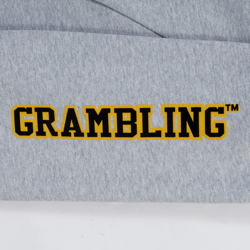 GRAMBLING STATE UNIVERSITY CLASSIC MEN'S STACKED LOGO PULLOVER HOODI (HEATHER GRAY/BLACK) - Image 7