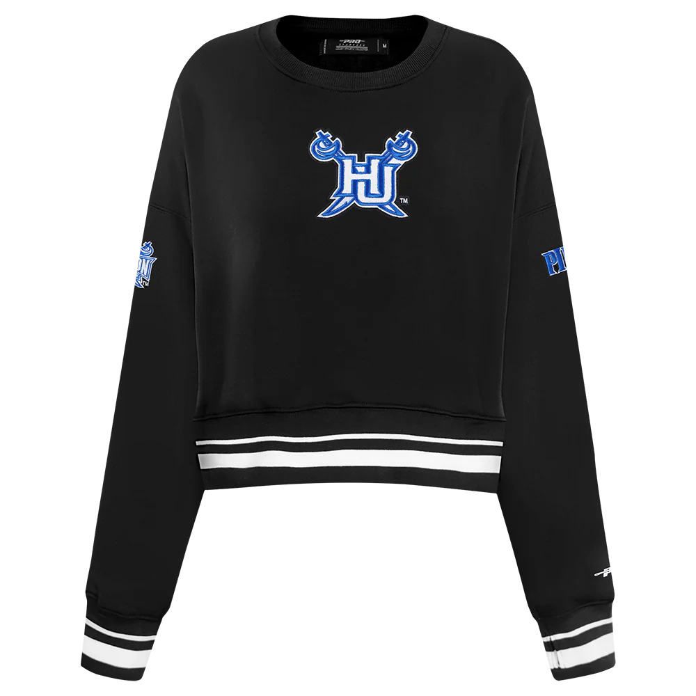 HAMPTON UNIVERSITY CLASSIC WOMEN'S RIB FLEECE CREWNECK (BLACK)