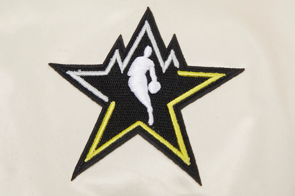 NBA X HBCU ALL STAR 2023 MEN'S RIB SATIN JACKET (EGGSHELL/ BLACK) - Image 8
