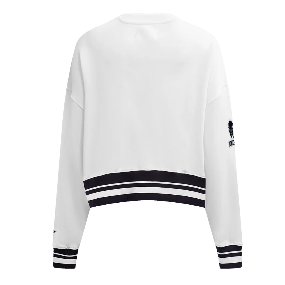 HOWARD UNIVERSITY CLASSIC WOMEN'S RIB FLEECE CREWNECK (WHITE/BLACK) - Image 3