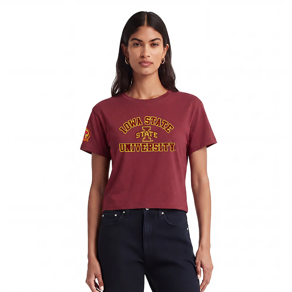 COLLEGE IOWA STATE UNIVERSITY COLLEGE CLASSIC ESSENTIALS WOMEN'S SJ BOXY TEE (CARDINAL RED)