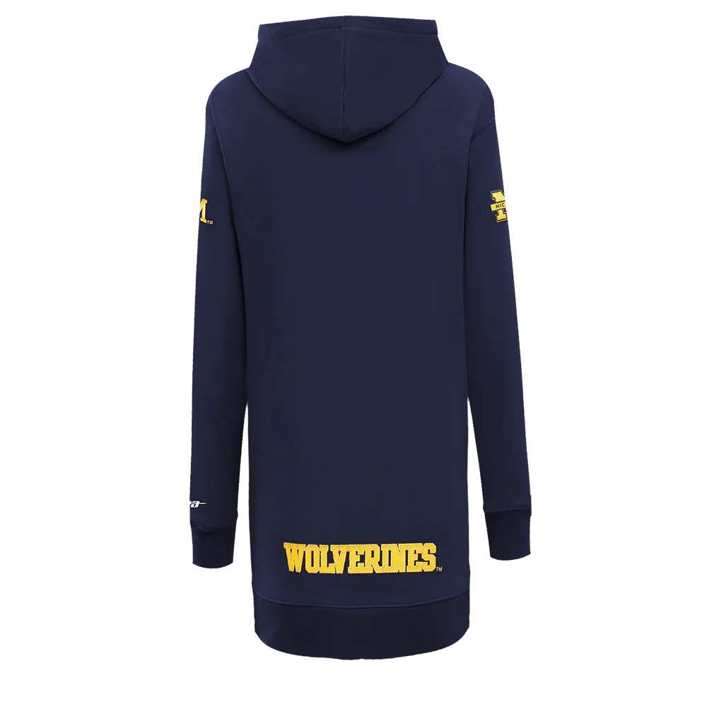 UNIVERSITY OF MICHIGAN CLASSIC FLEECE HOODIE DRESS (MIDNIGHT NAVY) - Image 3