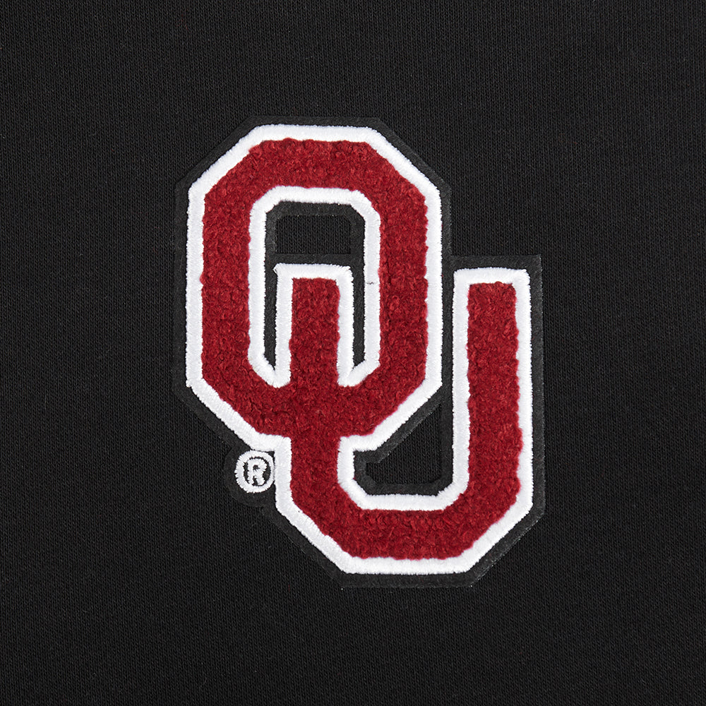 COLLEGE THE UNIVERSITY OF OKLAHOMA CLASSIC WOMEN'S RIB FLC CROPPED PO HOODIE (BLACK) - Image 12