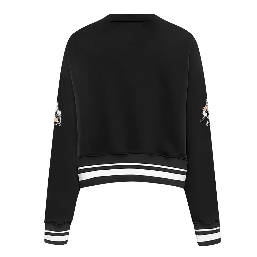 PURDUE UNIVERSITY CLASSIC WOMEN'S RIB FLEECE CREWNECK (BLACK) - Image 3