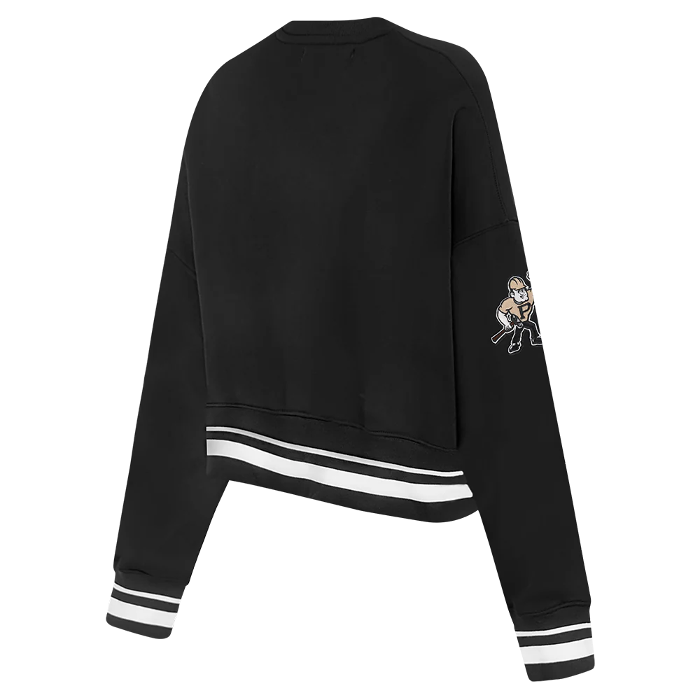 PURDUE UNIVERSITY CLASSIC WOMEN'S RIB FLEECE CREWNECK (BLACK) - Image 4