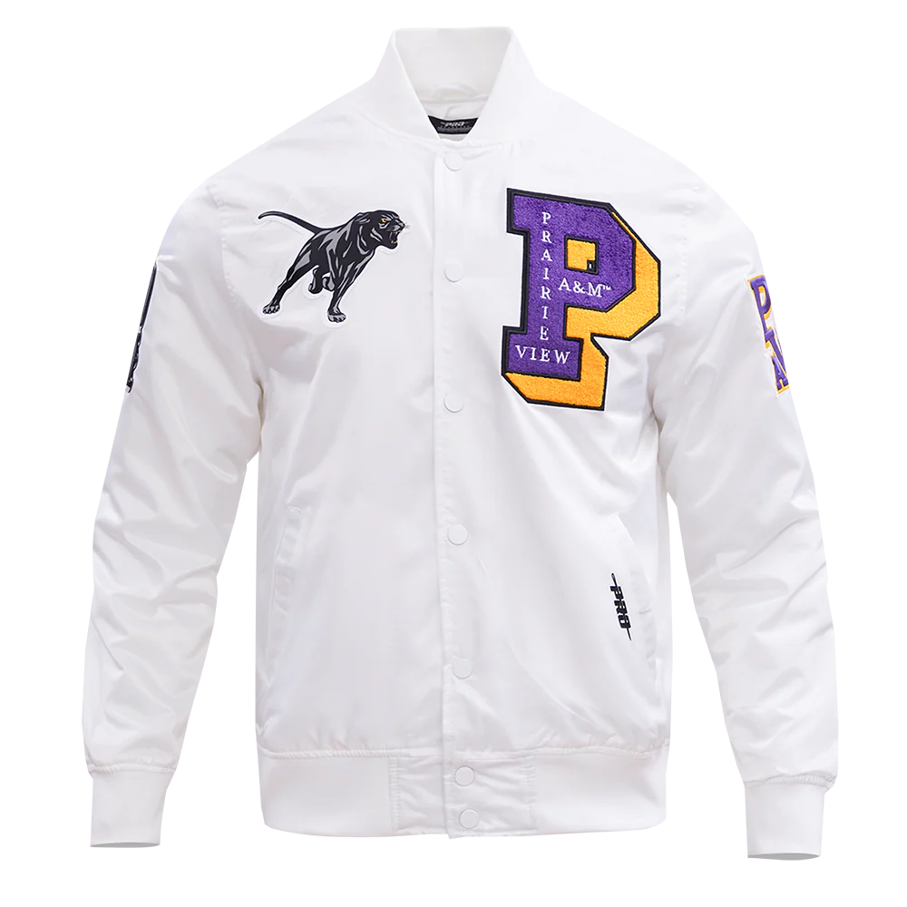PRAIRIE VIEW A&M UNIVERSITY CLASSIC SATIN JACKET (WHITE)