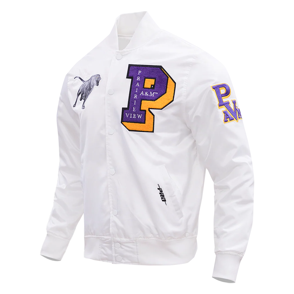 PRAIRIE VIEW A&M UNIVERSITY CLASSIC SATIN JACKET (WHITE) - Image 2