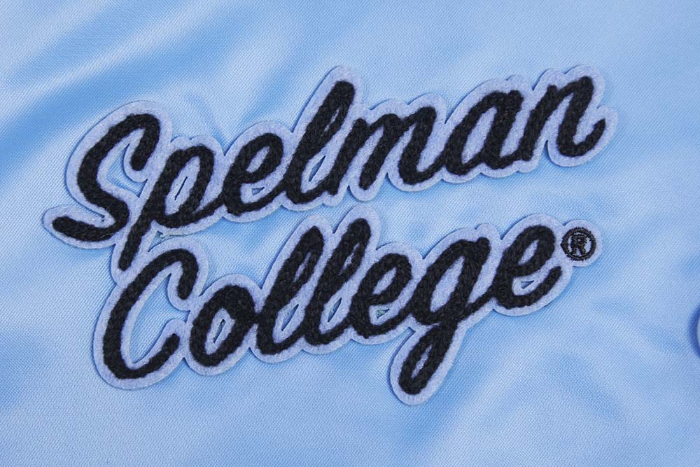 SPELMAN COLLEGE CLASSIC RIB SATIN JACKET (UNIVERSITY BLUE) - Image 7