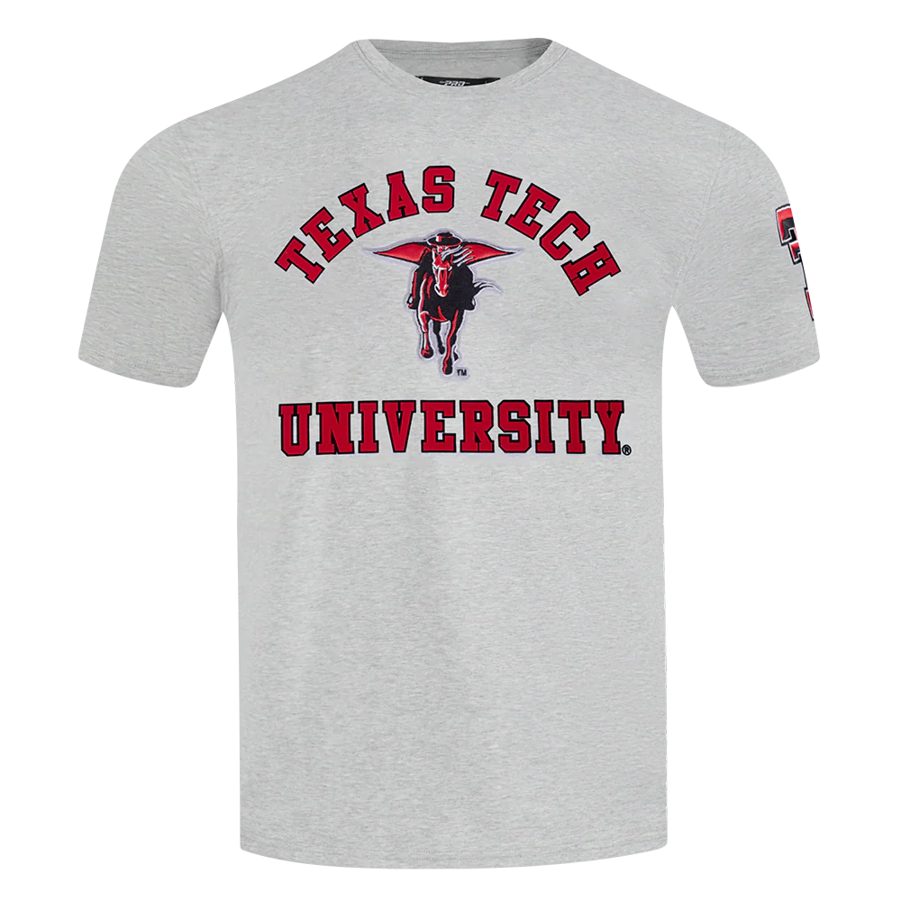 TEXAS TECH UNIVERSITY CLASSIC STACKED LOGO SINGLE JERSEY TEE (HEATHER GREY)