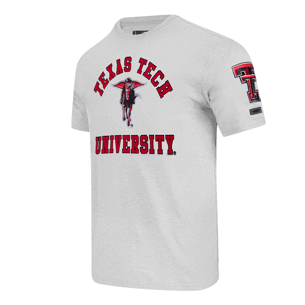 TEXAS TECH UNIVERSITY CLASSIC STACKED LOGO SINGLE JERSEY TEE (HEATHER GREY) - Image 2