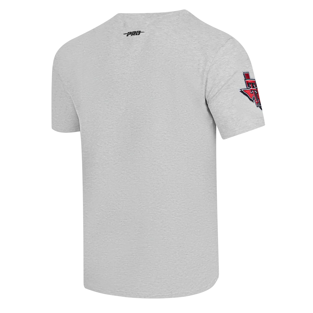 TEXAS TECH UNIVERSITY CLASSIC STACKED LOGO SINGLE JERSEY TEE (HEATHER GREY) - Image 4