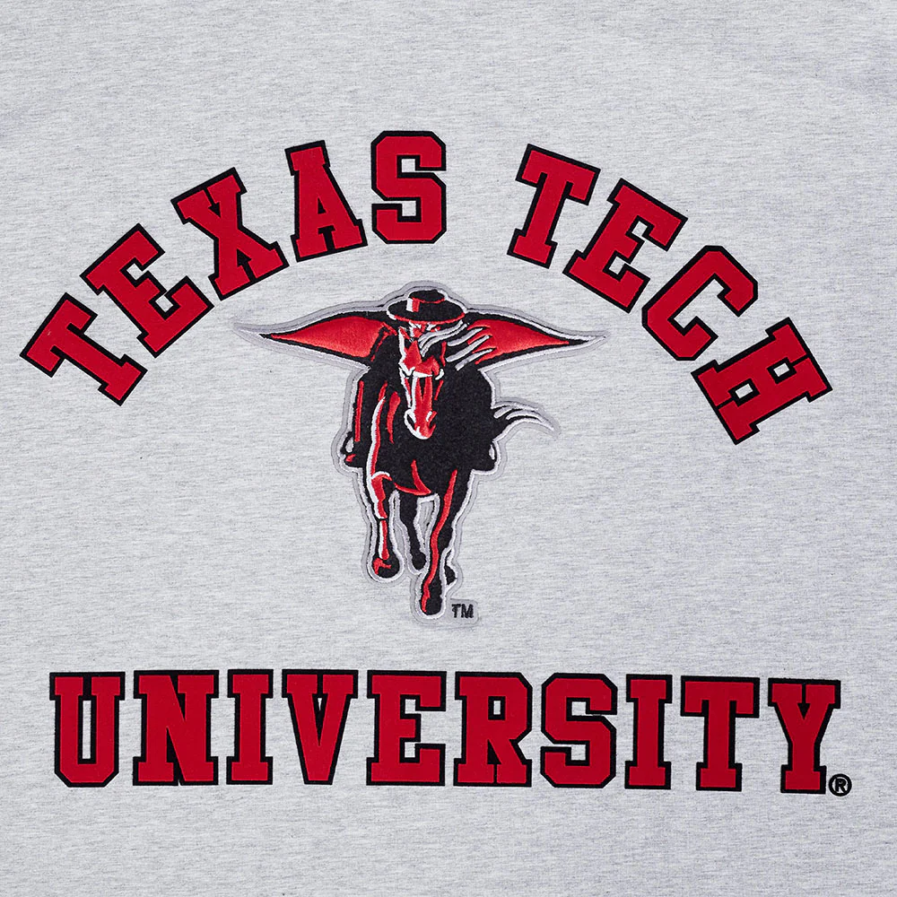 TEXAS TECH UNIVERSITY CLASSIC STACKED LOGO SINGLE JERSEY TEE (HEATHER GREY) - Image 6