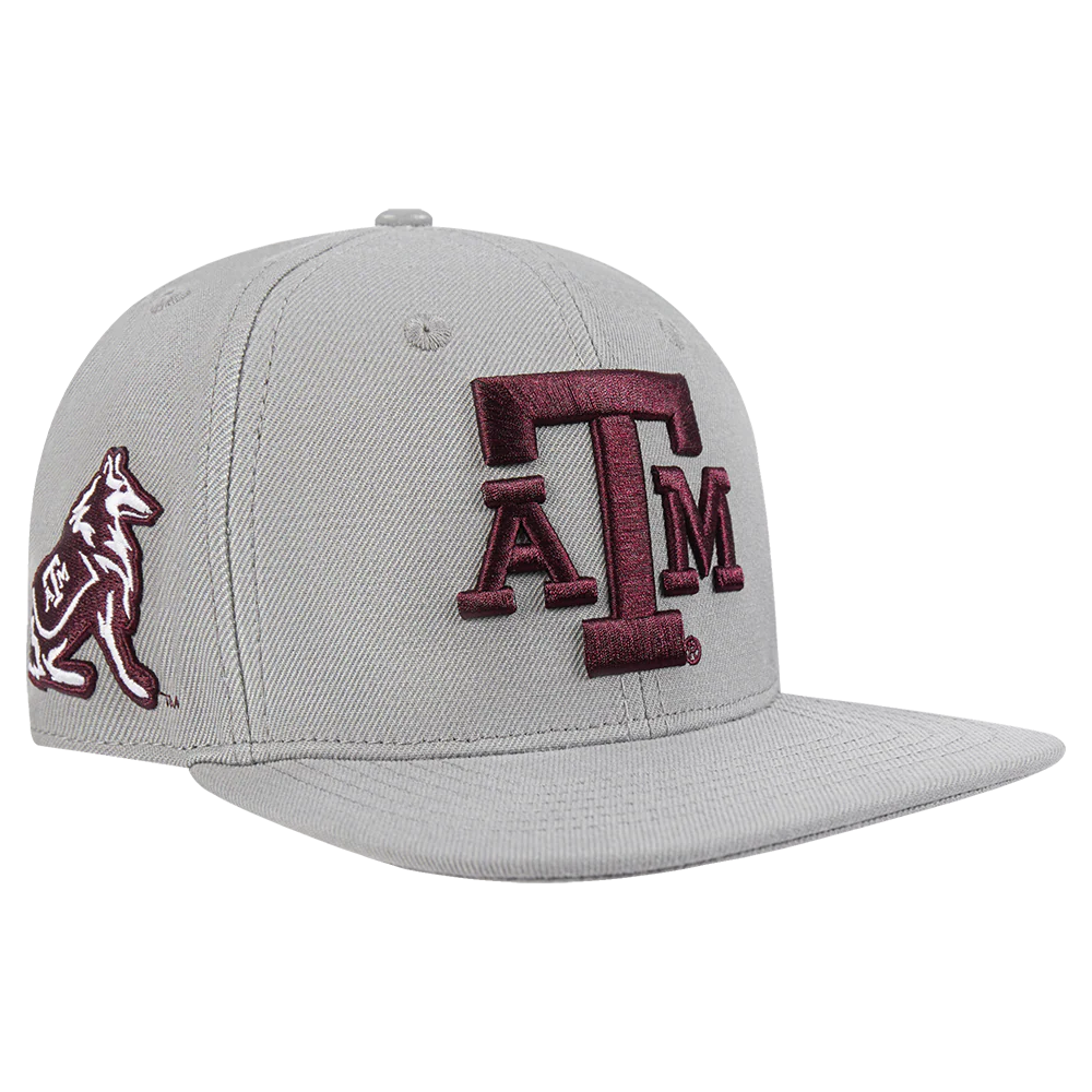 TEXAS A&M UNIVERSITY CLASSIC UNISEX PRIMARY LOGO WOOL SNAPBACK HAT (GRAY) - Image 5