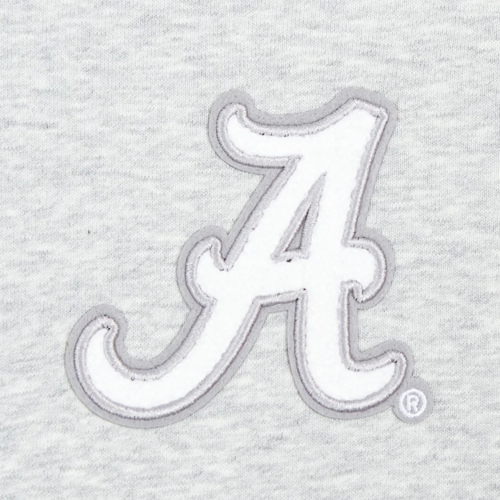 UNIVERSITY OF ALABAMA CLASSIC RIB FLEECE CROPPED PULLOVER HOODIE (HEATHER GRAY/BLACK) - Image 6