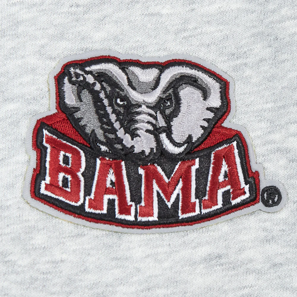 UNIVERSITY OF ALABAMA CLASSIC RIB FLEECE CROPPED PULLOVER HOODIE (HEATHER GRAY/BLACK) - Image 7