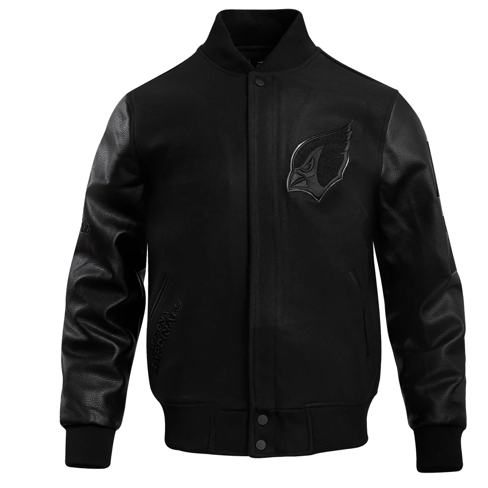 NFL ARIZONA CARDINALS TRIPLE BLACK MEN'S WOOL VARSITY JACKET (TRIPLE BLACK MEN'S)