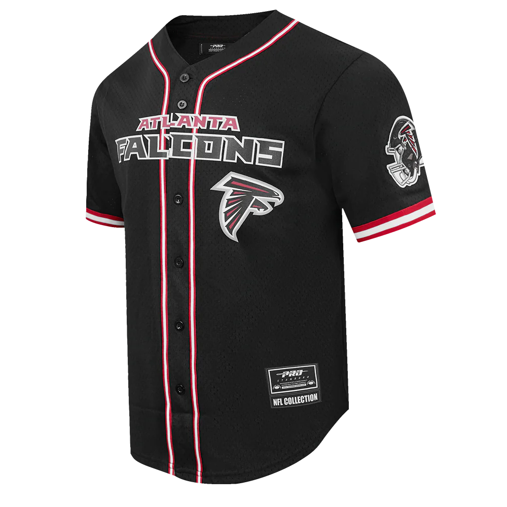 NFL ATLANTA FALCONS CLASSIC MESH BUTTON DOWN SHIRT (BLACK/RED) - Image 3