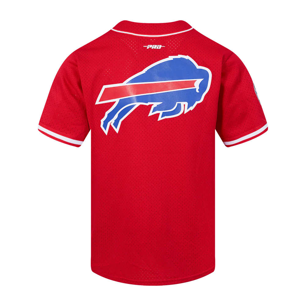 NFL BUFFALO BILLS SCRIPT TAIL MEN'S MESH BUTTON DOWN SHIRT (RED) - Image 3