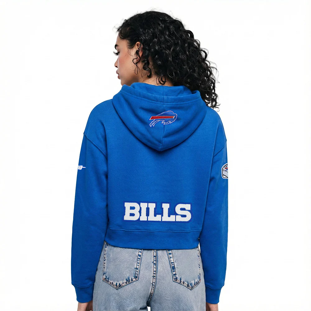 NFL BUFFALO BILLS JOSH ALLEN #17 CLASSIC PNN WOMEN'S FLC CROPPED PO HOODIE (ROYAL BLUE) - Image 2