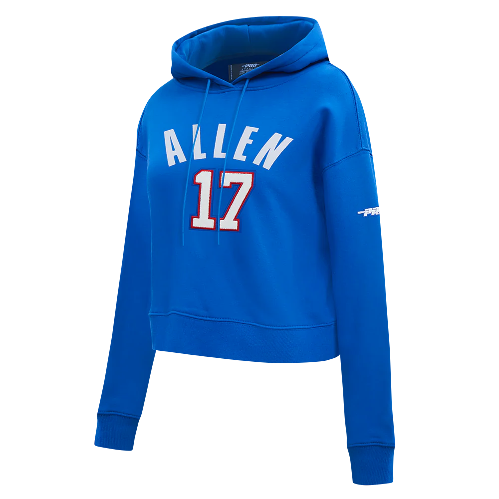 NFL BUFFALO BILLS JOSH ALLEN #17 CLASSIC PNN WOMEN'S FLC CROPPED PO HOODIE (ROYAL BLUE) - Image 3