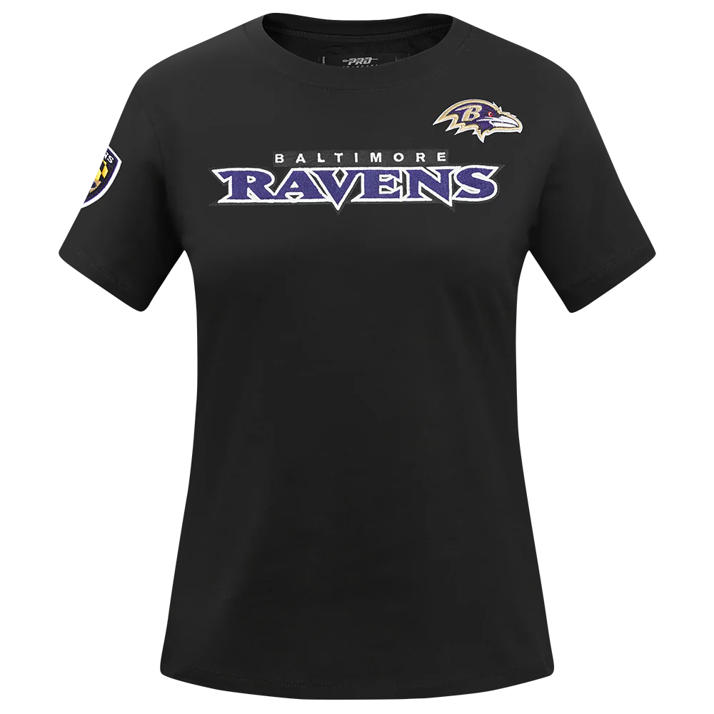 NFL BALTIMORE RAVENS CLASSIC SHORT SLEEVE WOMEN'S SLIM FIT TEE (BLACK)
