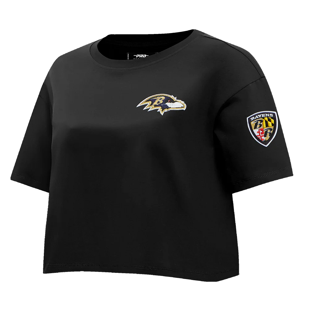 NFL BALTIMORE RAVENS CLASSIC WOMEN'S BOXY TEE (BLACK) - Image 2