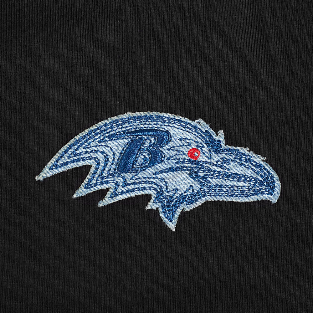 NFL BALTIMORE RAVENS VARSITY BLUES WOMEN'S BOXY TEE (BLACK) - Image 6
