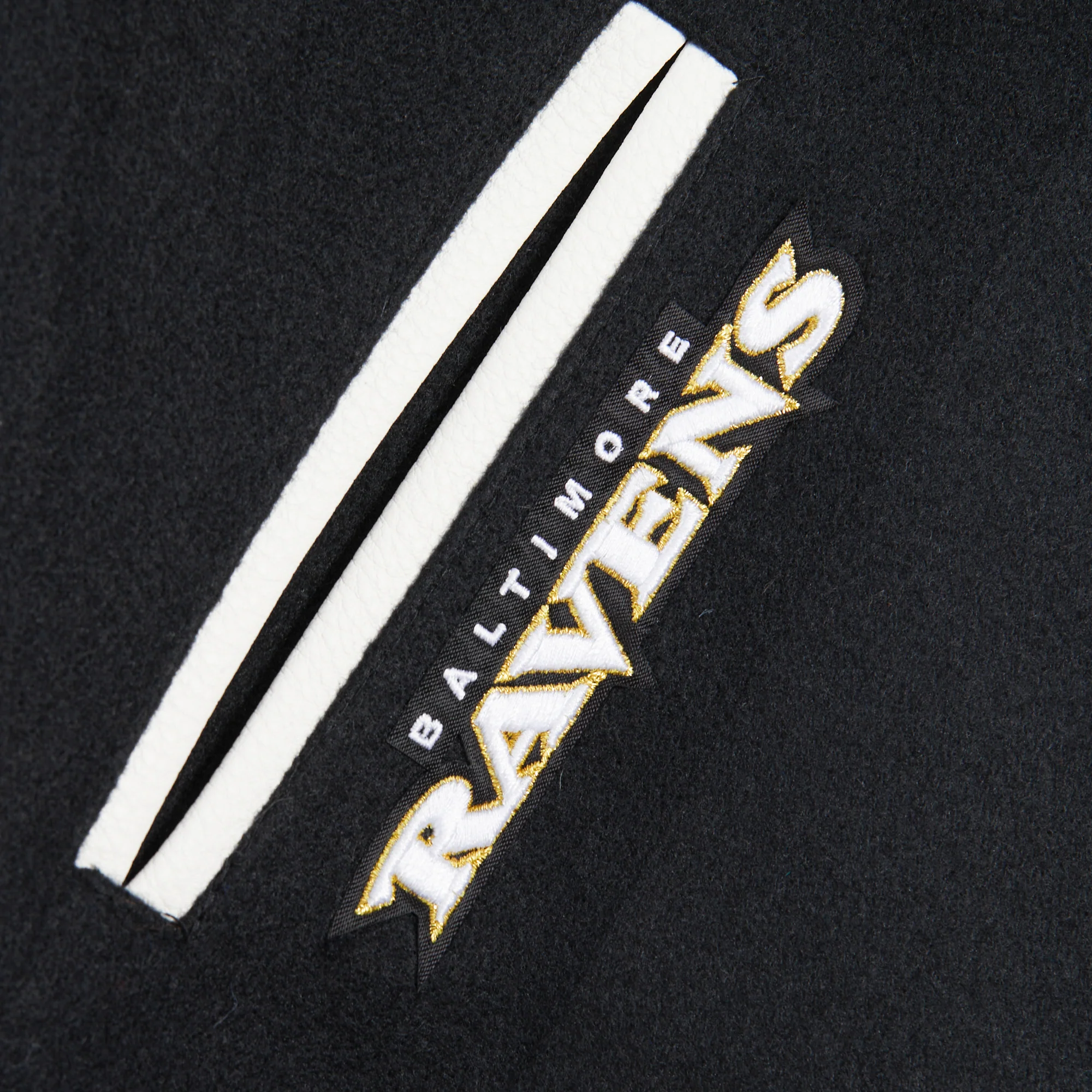 NFL BALTIMORE RAVENS CLASSIC BIG BOYS WOOL VARSITY JACKET (BLACK/WHITE) - Image 7