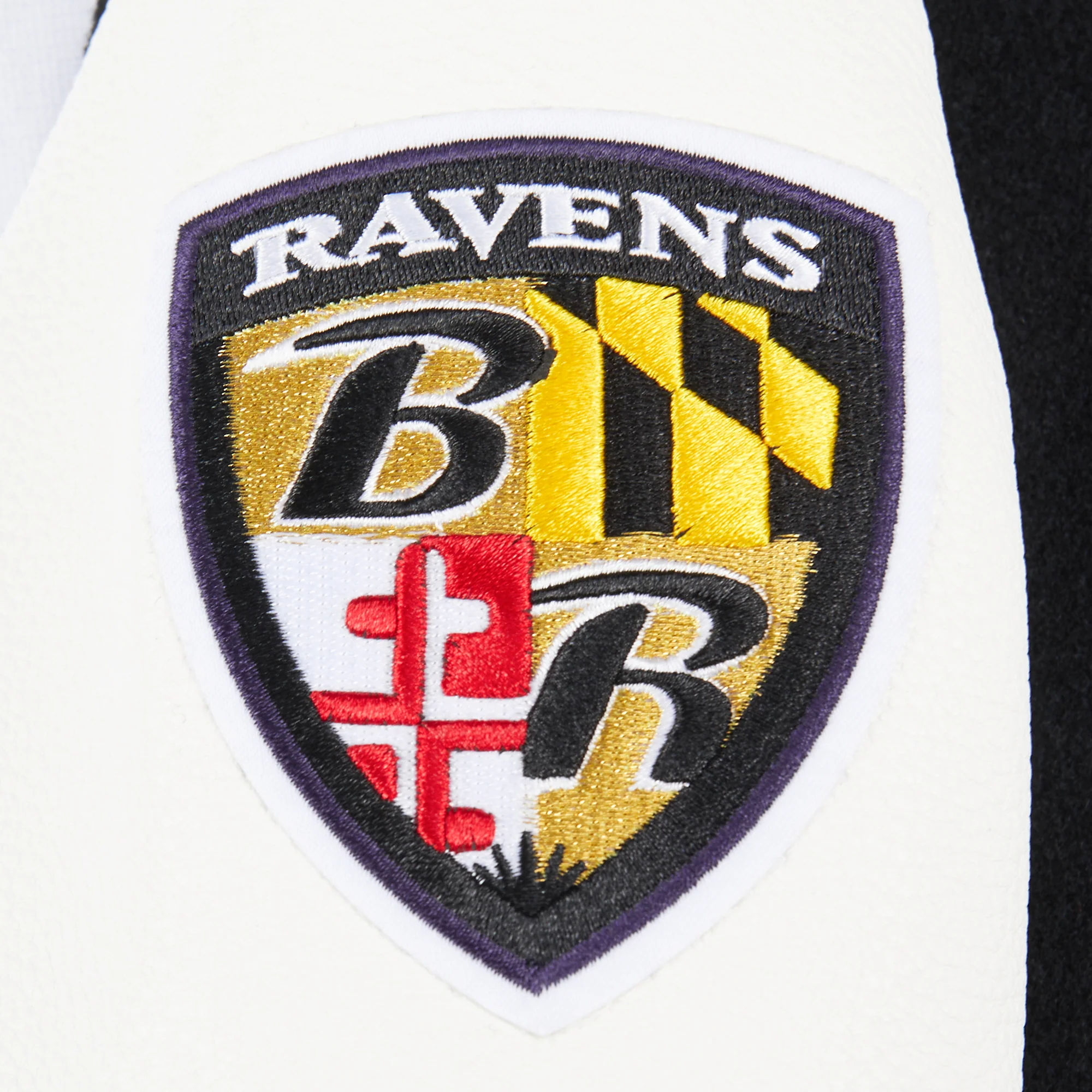 NFL BALTIMORE RAVENS CLASSIC BIG BOYS WOOL VARSITY JACKET (BLACK/WHITE) - Image 9