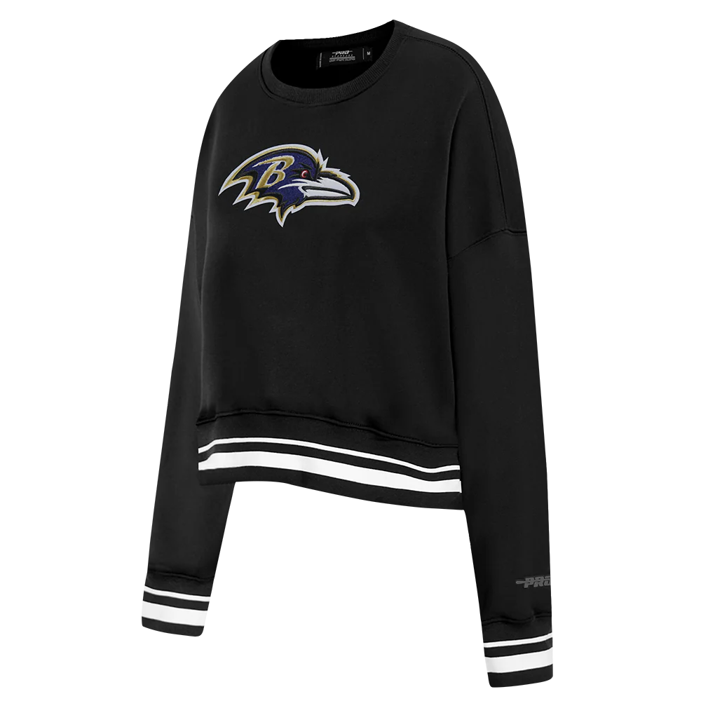NFL BALTIMORE RAVENS MASHUP WOMEN'S RIB CREWNECK (BLACK) - Image 2