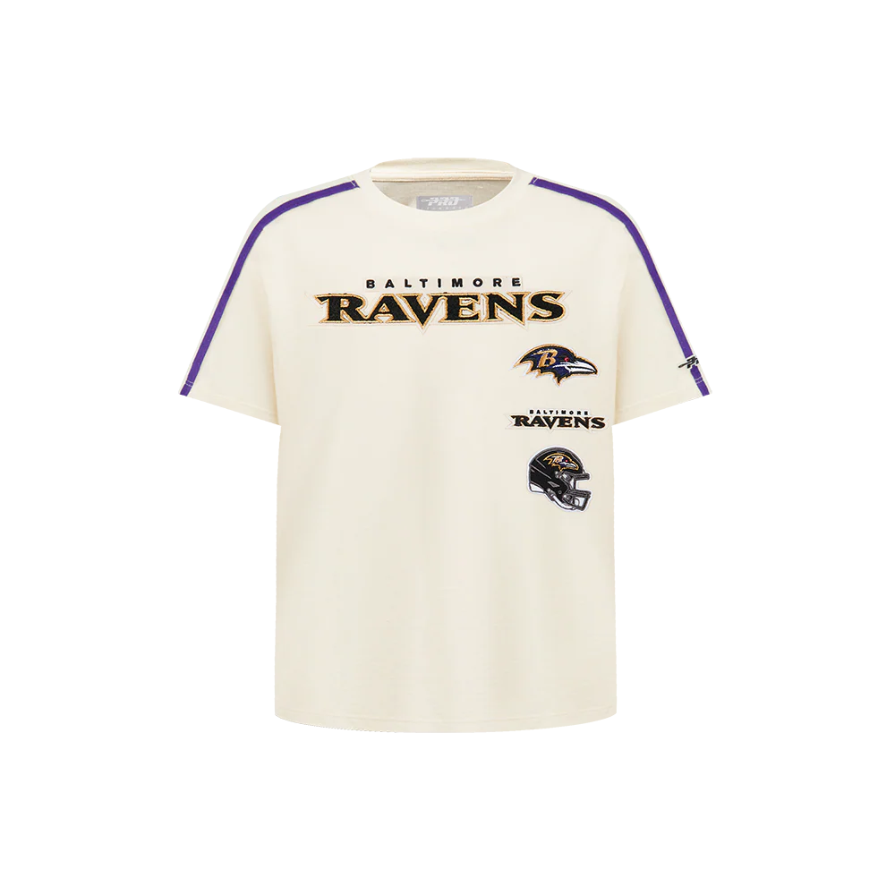 NFL BALTIMORE RAVENS RETRO CLASSIC LITTLE BOY'S SS TAPING TEE (EGGSHELL/ PURPLE)