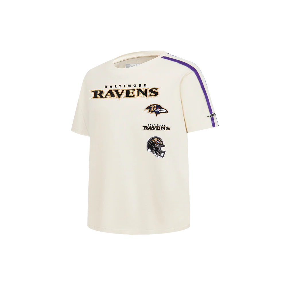 NFL BALTIMORE RAVENS RETRO CLASSIC LITTLE BOY'S SS TAPING TEE (EGGSHELL/ PURPLE) - Image 2
